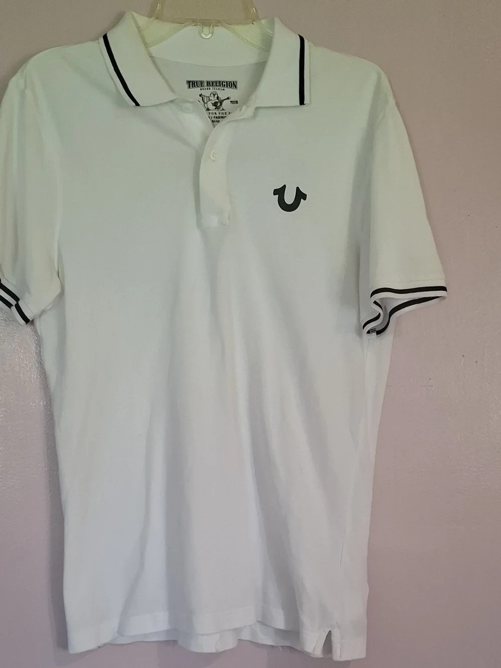 True Religion White Polo with Black Trim